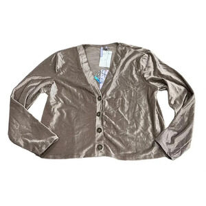 Good Luck Girl Beige Ribbed Velvet Cardigan XL